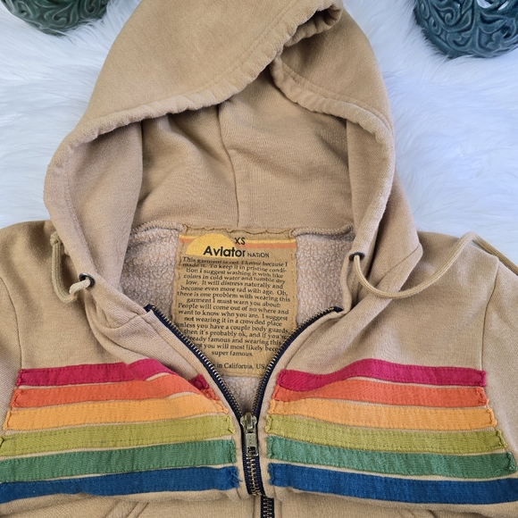 Aviator Nation RARE 6 Stripe Hoodie Sweatshirt XS - Picture 10 of 15